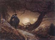Caspar David Friedrich Two Men Looking at the Moon oil on canvas